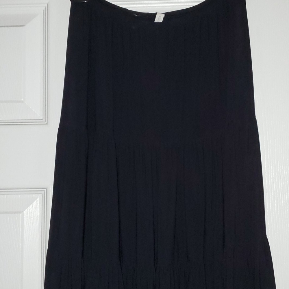 Black Matte Jersey A-Line Skirt